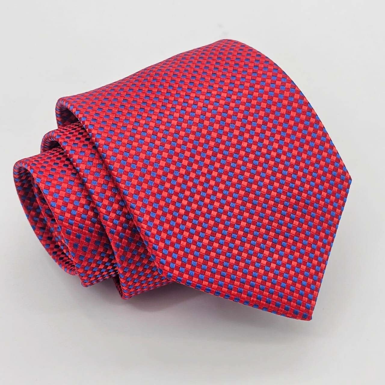 Regal Crimson Royal Weave Tie with Signature Pocket Square - KNisa Premium Men's Fashion Brand
