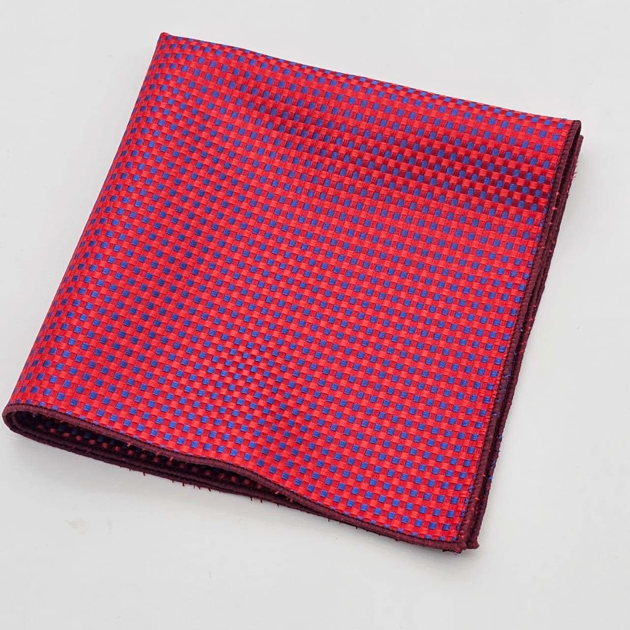 Regal Crimson Royal Weave Tie with Signature Pocket Square - KNisa Premium Men's Fashion Brand